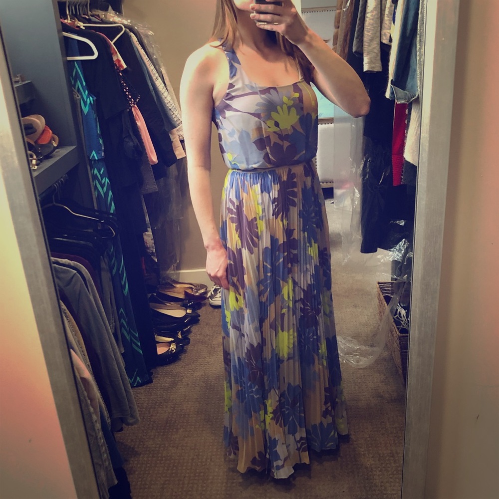 Floral pleated full-length Jessica Simpson dress